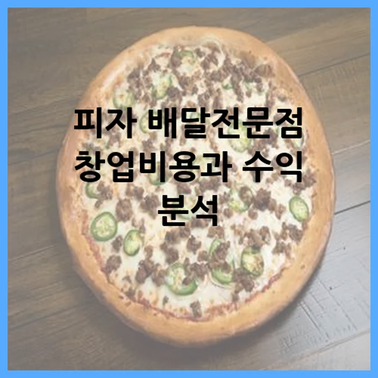 피자 배달전문점 창업비용과 수익 분석