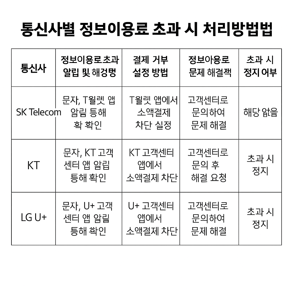 정보이용료 초과 및 해킹, 통신사별 차단 설정으로 지금 바로 막으세요!