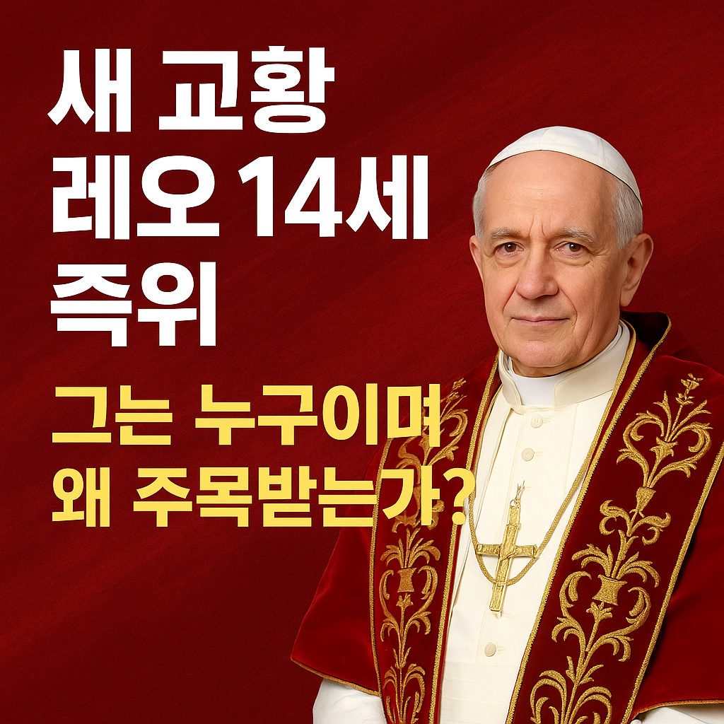 새교황레오14세즉위 문구와 레오14세 이미지