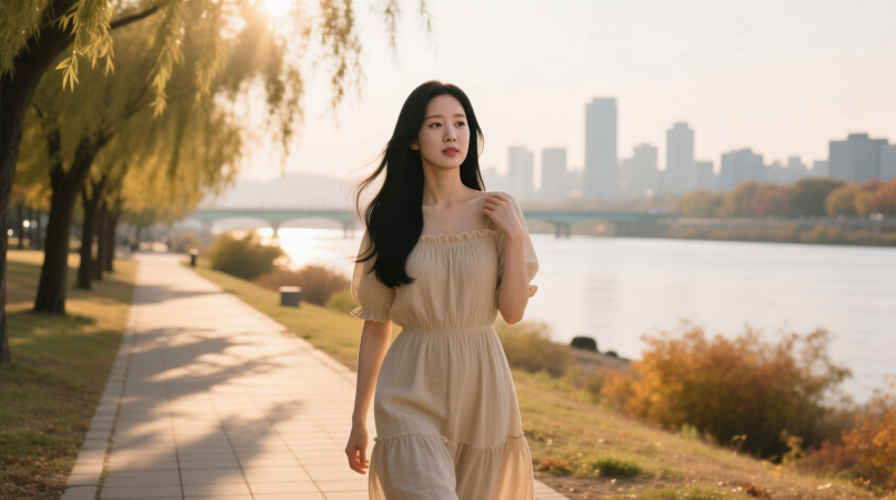 한강공원길을-걸으며-조용히-자신을-정리하는-시간을-갖는-여성