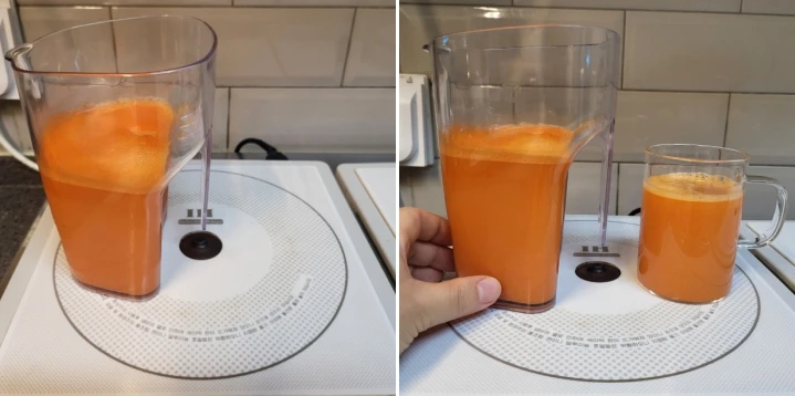 휴롬과-엔젤녹즙기-착즙량비교