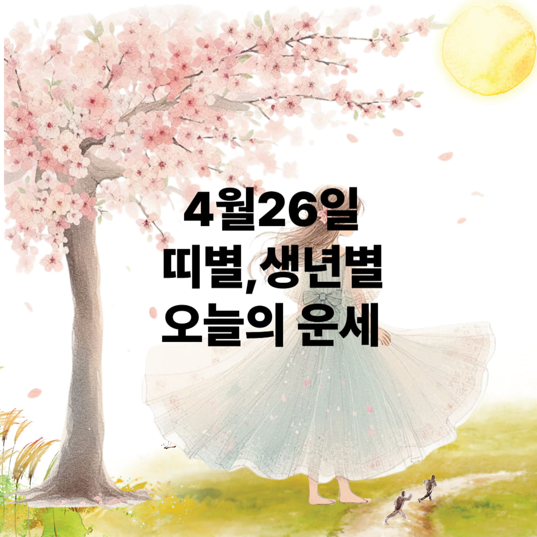 2025년 4월 26일 오늘의 띠별,생년별 운세