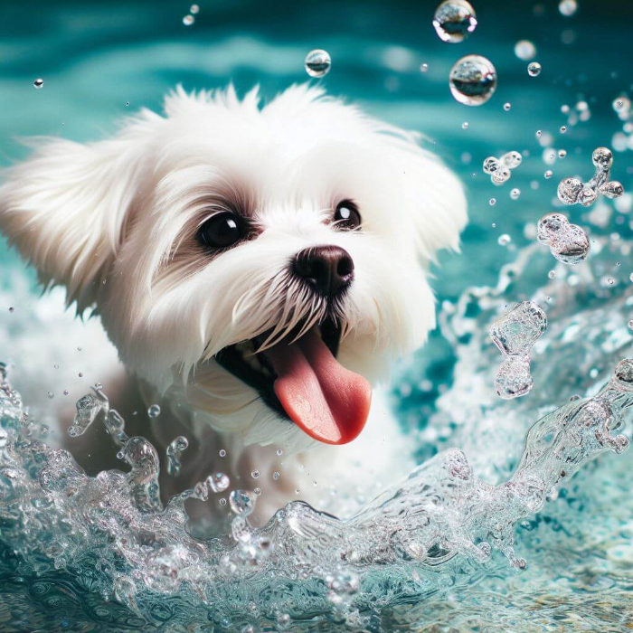질투 많은 무릎 강아지 말티즈(Maltese) 수영