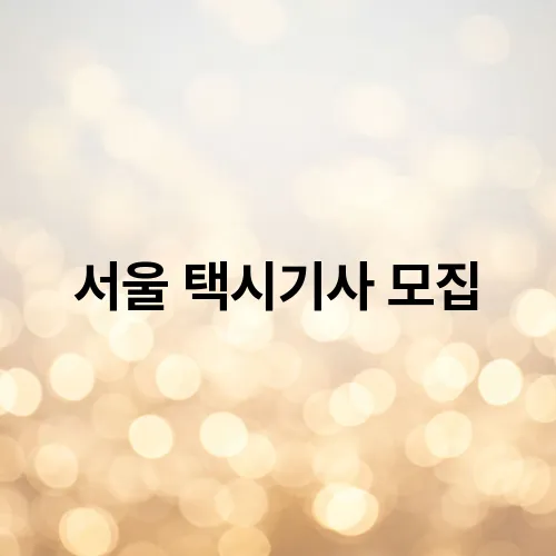 서울 택시기사 모집