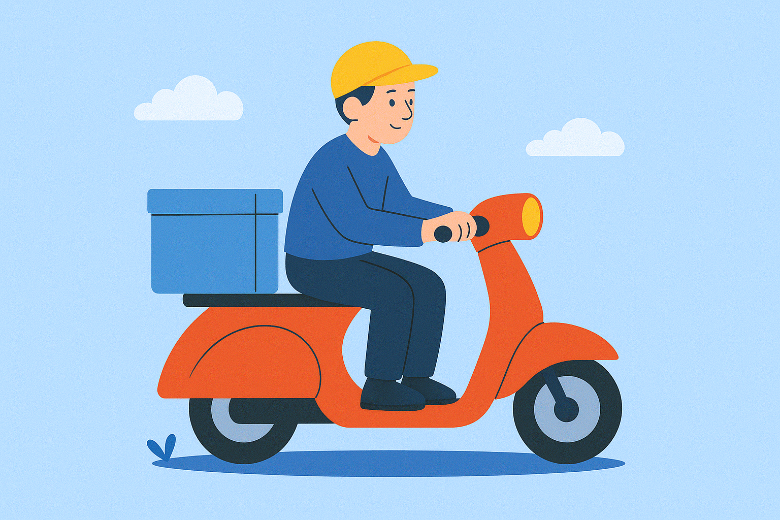 택배 상자를 운반하는 청년 그림