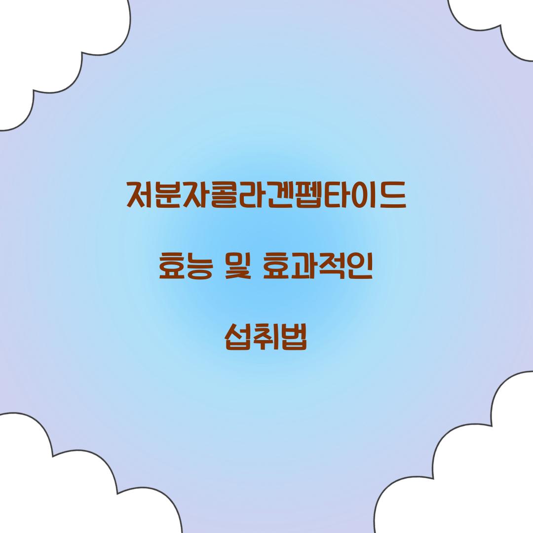 저분자콜라겐펩타이드 효능