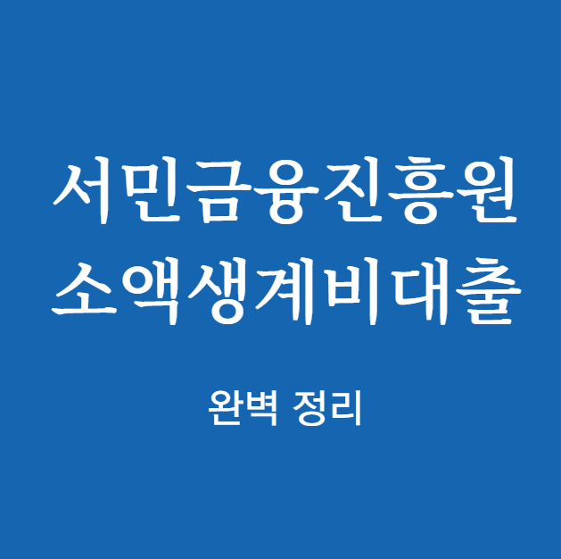 서민금융진흥원 소액생계비대출 완벽 정리