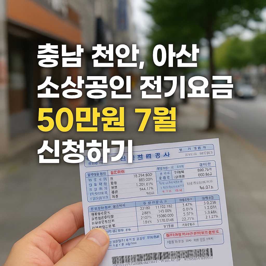 충남 천안,아산 소상공인 전기요금50만원 7월신청하기!