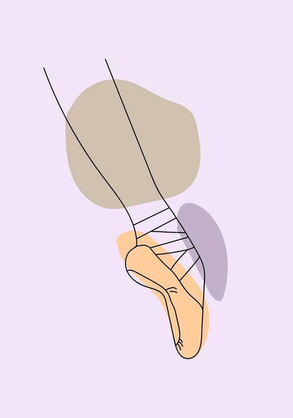 토슈즈를 신은 발레리나의 다리