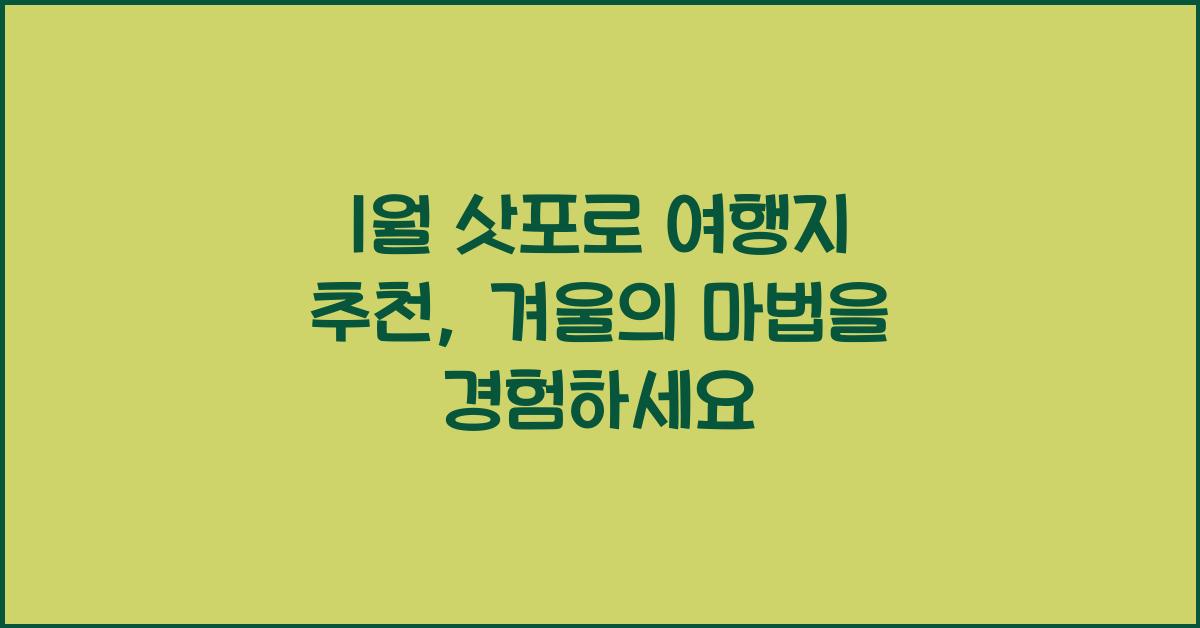 1월 삿포로 여행지 추천
