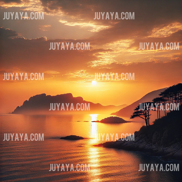 외연도의 평화로운 일몰, 따뜻한 노을이 바다 위에 비치는 장면.