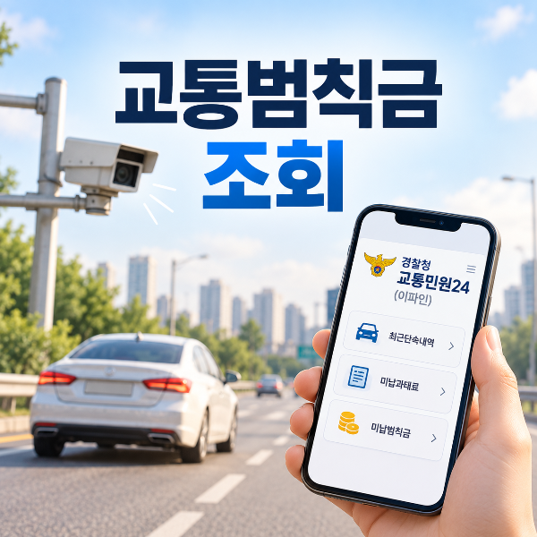 교통범칙금 조회와 경찰청 교통민원24 이파인 확인 방법을 안내하는 대표 이미지