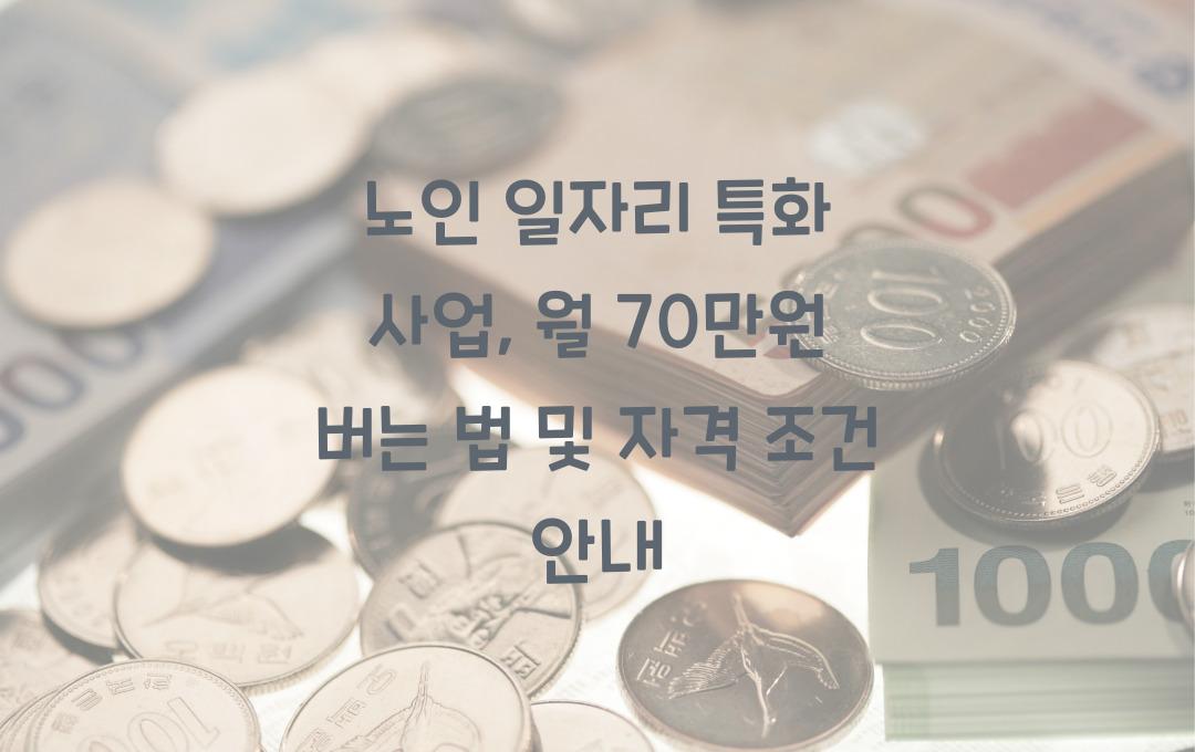 노인 일자리 특화 사업, 경력과 전문성 활용해 월 70만원 받는 방법