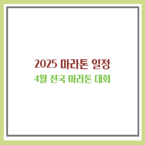 2025 마라톤 일정 4월 마라톤 일정