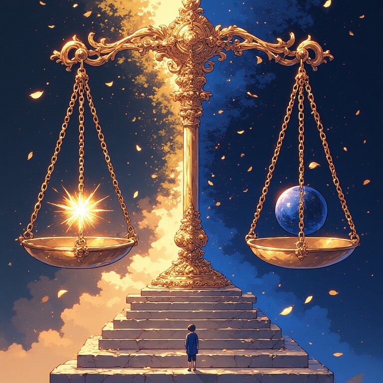 정의의 저울을 나타내는 일러스트