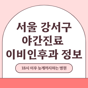 서울 강서구 야간진료 이비인후과 병원 (18시 이후 늦게까지하는 병원)