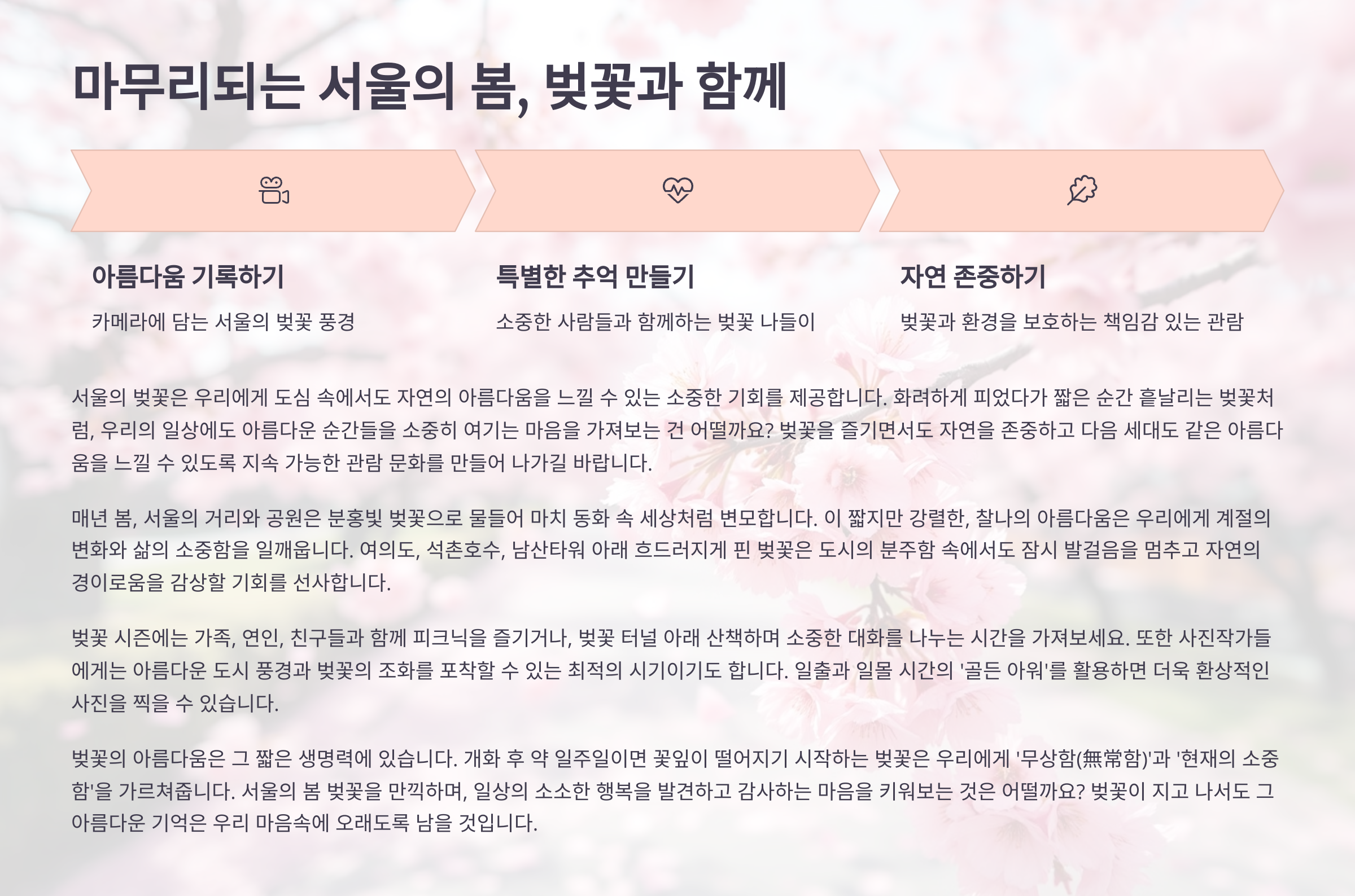 마무리되는 서울의 봄, 벚꽃와 함께