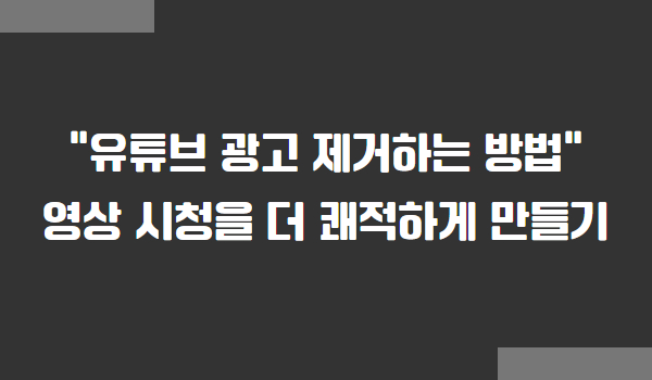 유튜브 광고 제거하는 법
