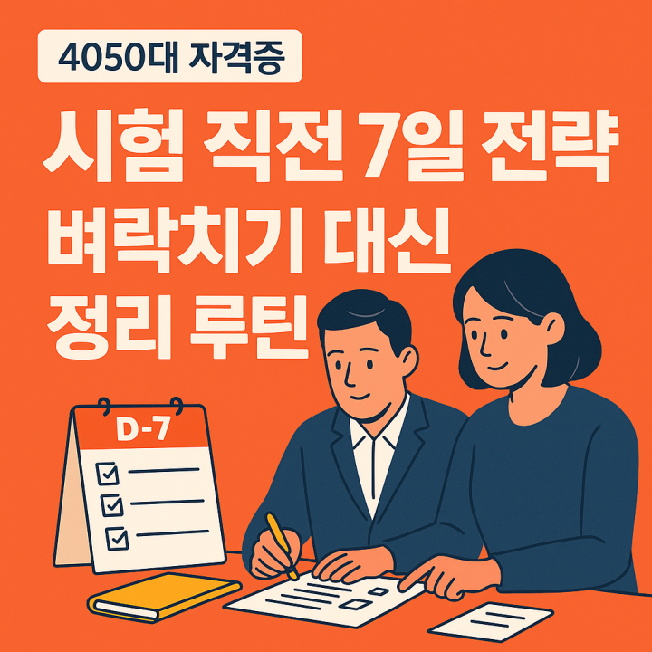 4050대 자격증 시험 직전 일주일 전략 &ndash;벼락치기 대신 완성하는 정리 루틴