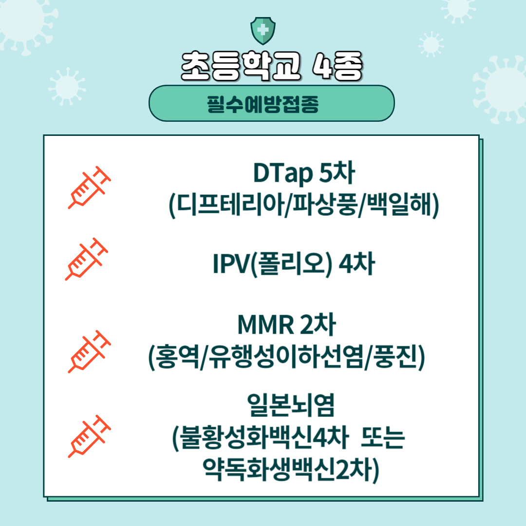 초등학교 입학전 필수예방접종