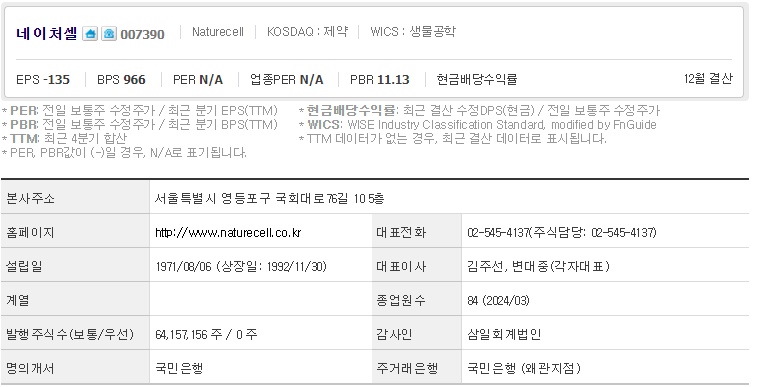 네이처셀 기업개요