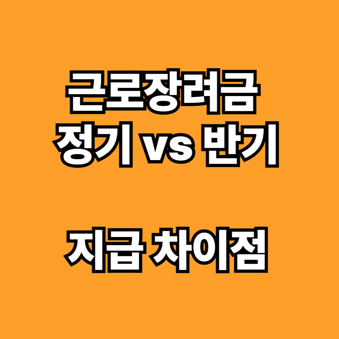 근로장려금 정기 vs 반기 지급 차이점