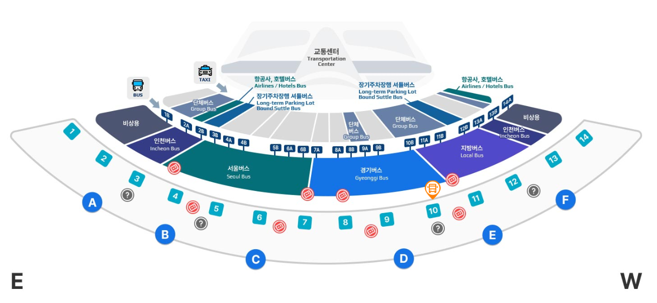 인천공항에서 경주시외버스터미널 리무진 공항버스 제 1여객터미널 타는 곳