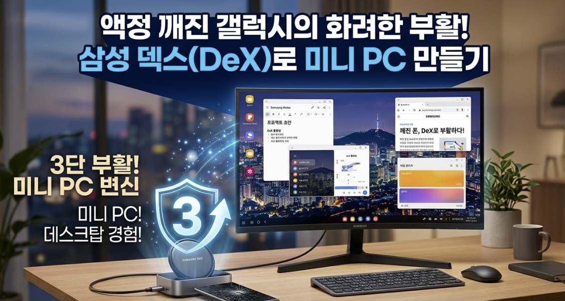 액정 깨진 갤럭시의 화려한 부활! 삼성 덱스(DeX)로 미니 PC 만들기