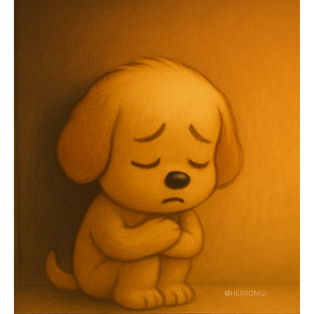 아기이지만 아기로 인정 받지 못하고 뭐든 잘하고 착해야 해서 슬픈 마음을 보여주는 이미지