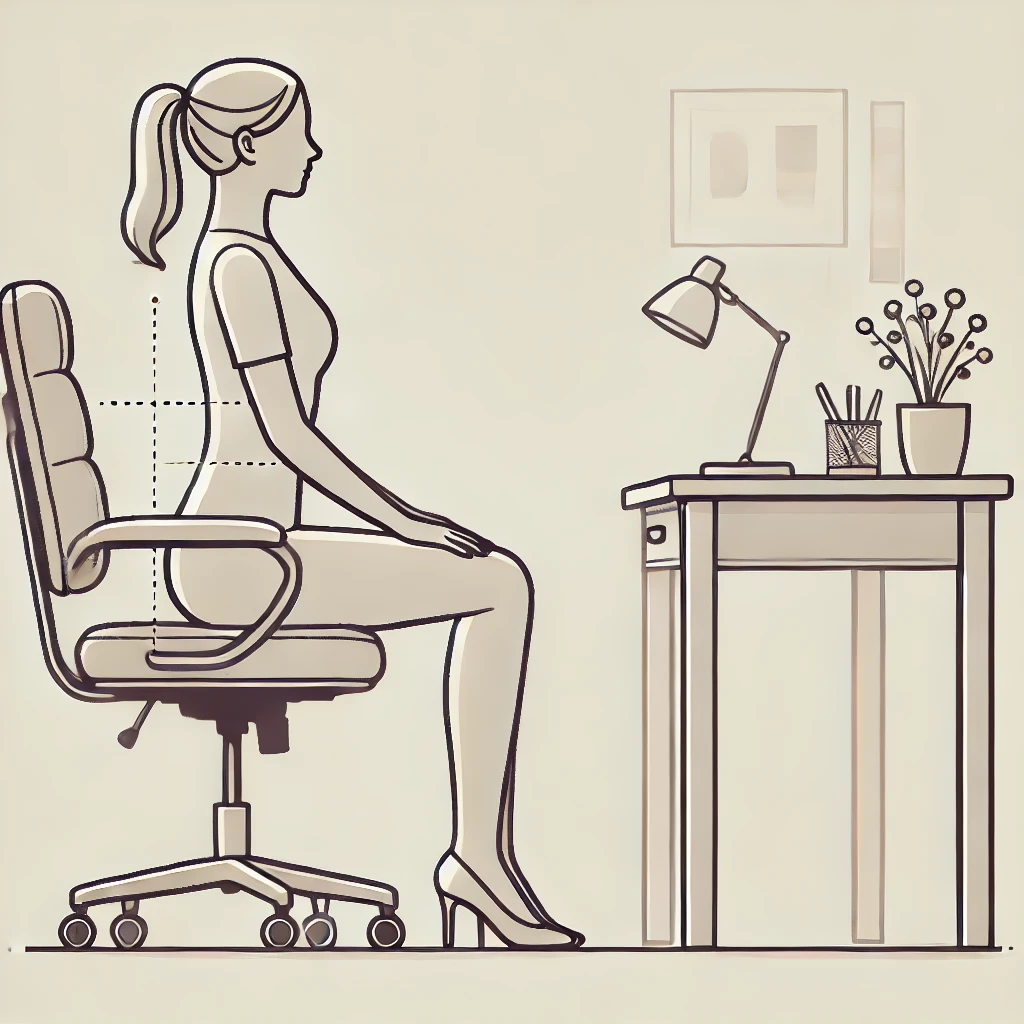 의자에 바른 자세로 앉아 있는 여성