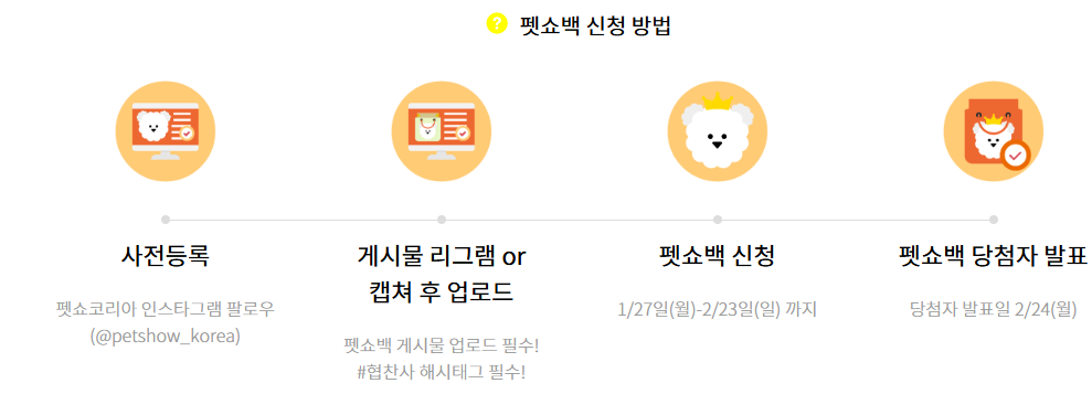 펫쇼백 이벤트 신청방법