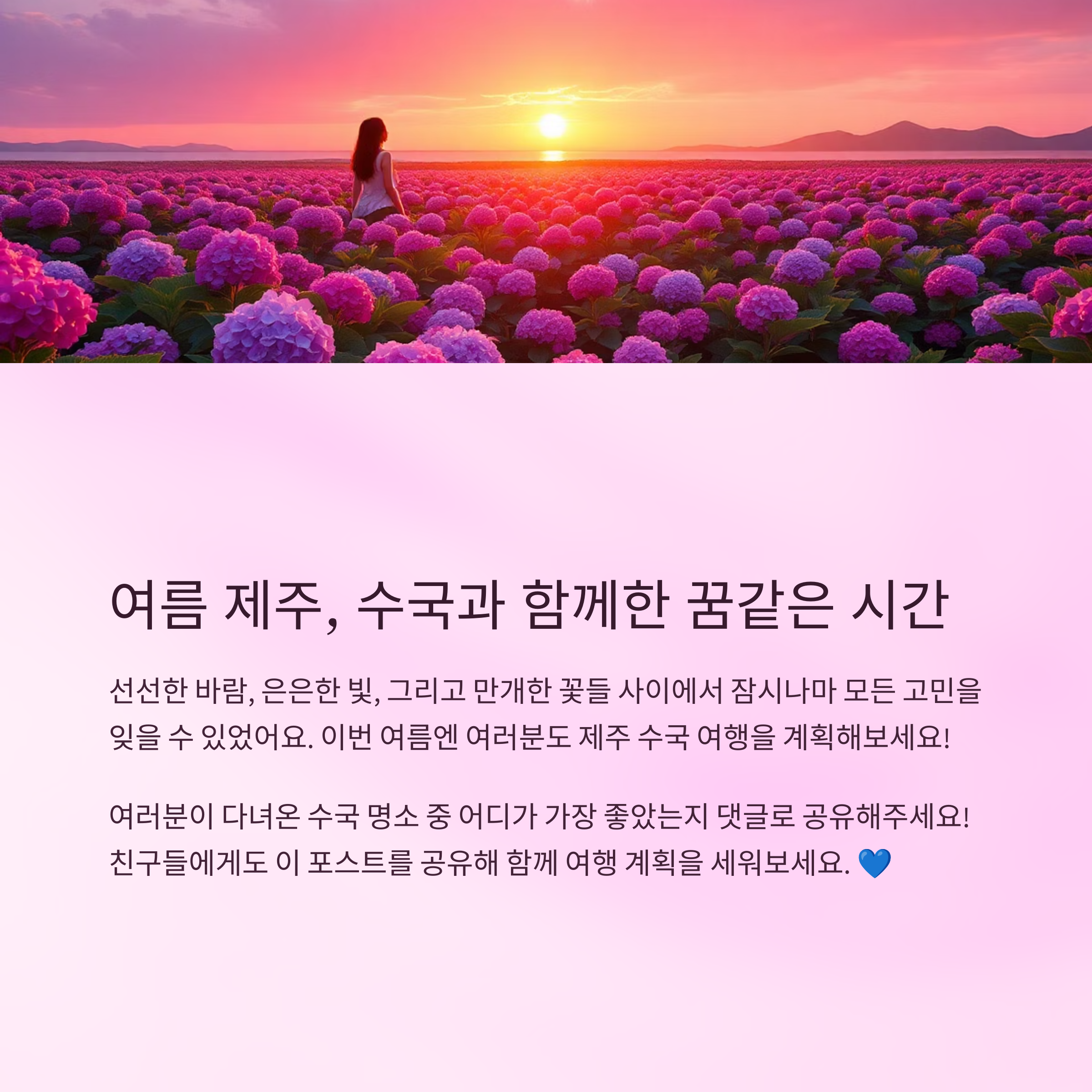 제주도 수국 명소, 여름을 수놓은 푸른 보석