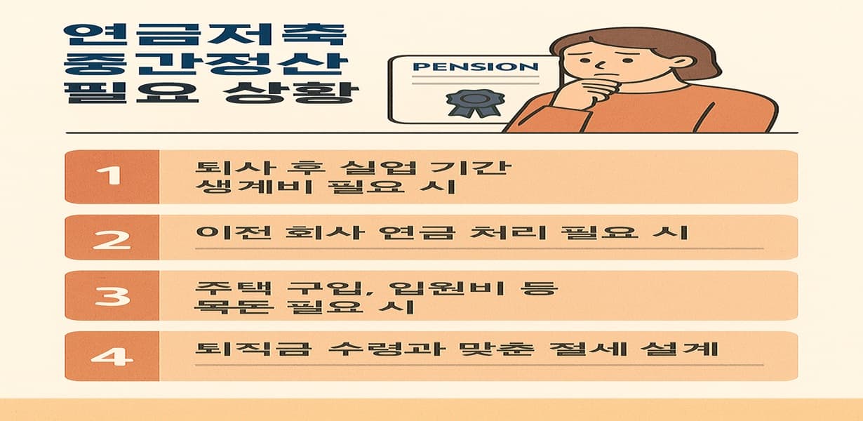 연금저축 중간정산이 필요한 대표적 4가지 상황을 설명한 인포그래픽