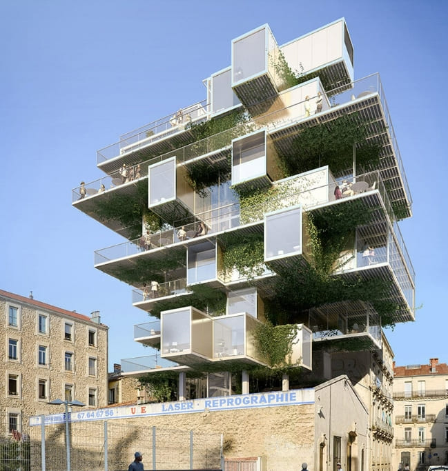 프랑스 몽펠리에 랜드마크 '모듈러 폴리' Modular follies: studio malka proposes flexible vertical village in southern france