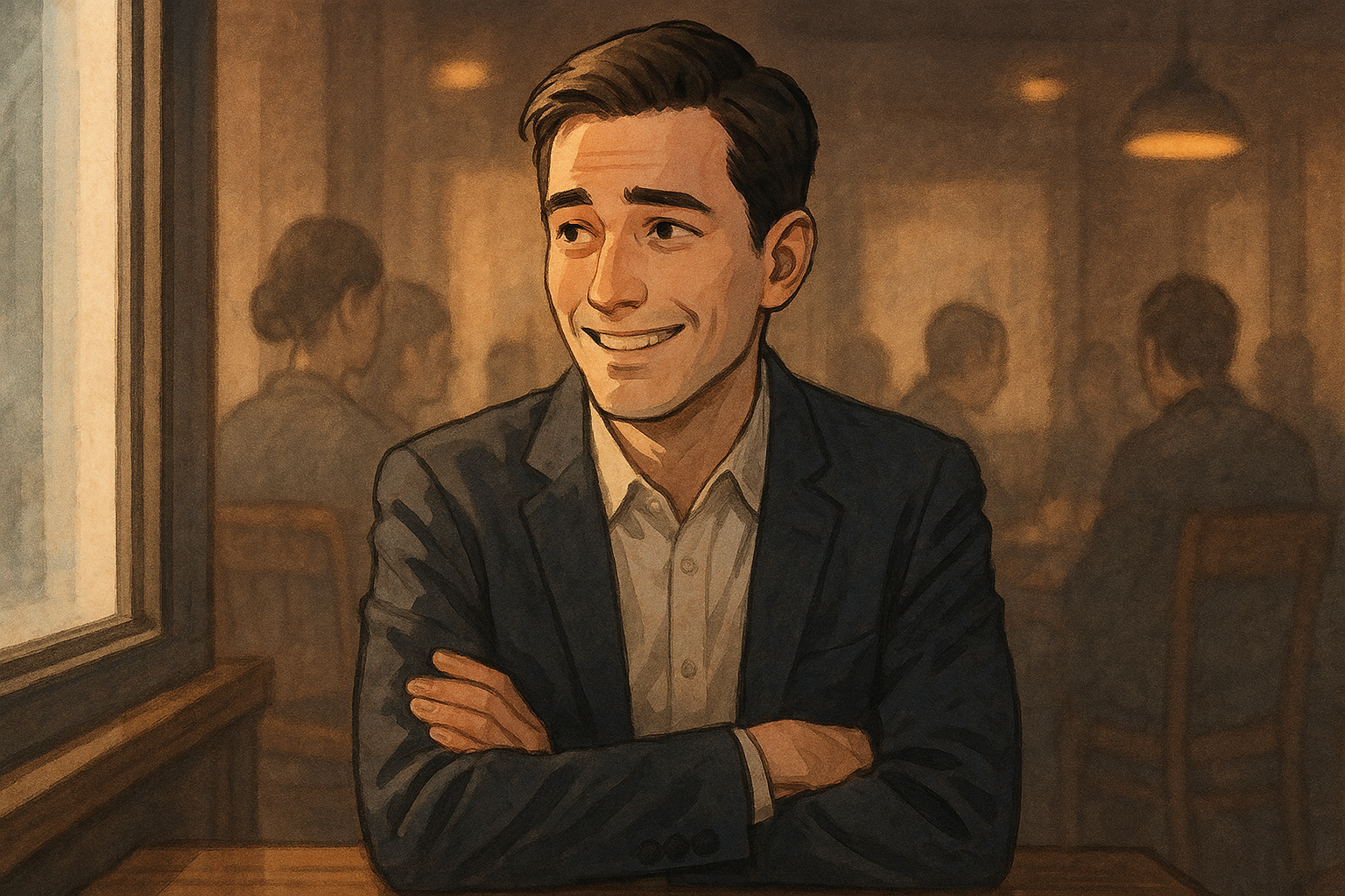 타인의 시선을 의식하며 살아가는 사람의 불안한 내면을 표현한 감성 일러스트.