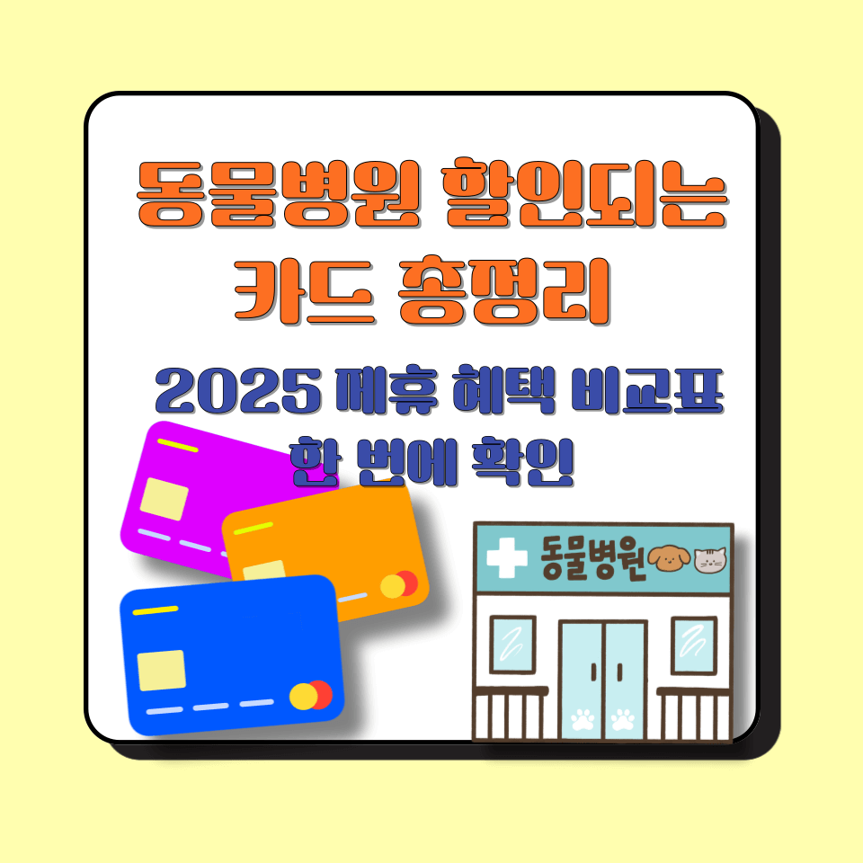 동물병원 할인되는 카드 총정리 │ 2025 제휴 혜택 비교표 한 번에 확인