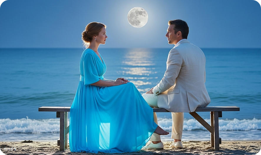 벤치에 나란히 앉은 두 사람