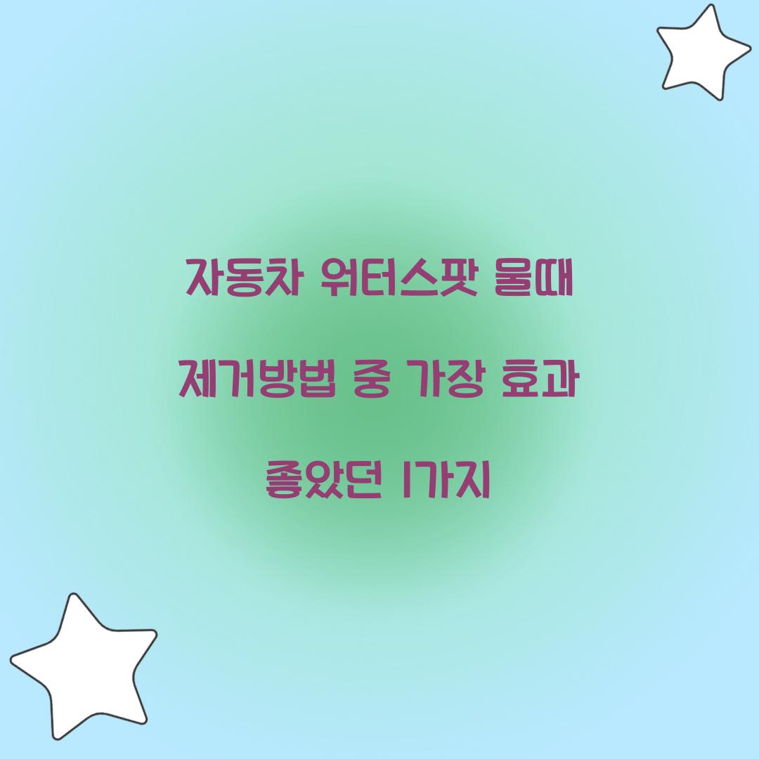 자동차 워터스팟 물때 제거방법 중 가장 효과 좋았던 1가지
