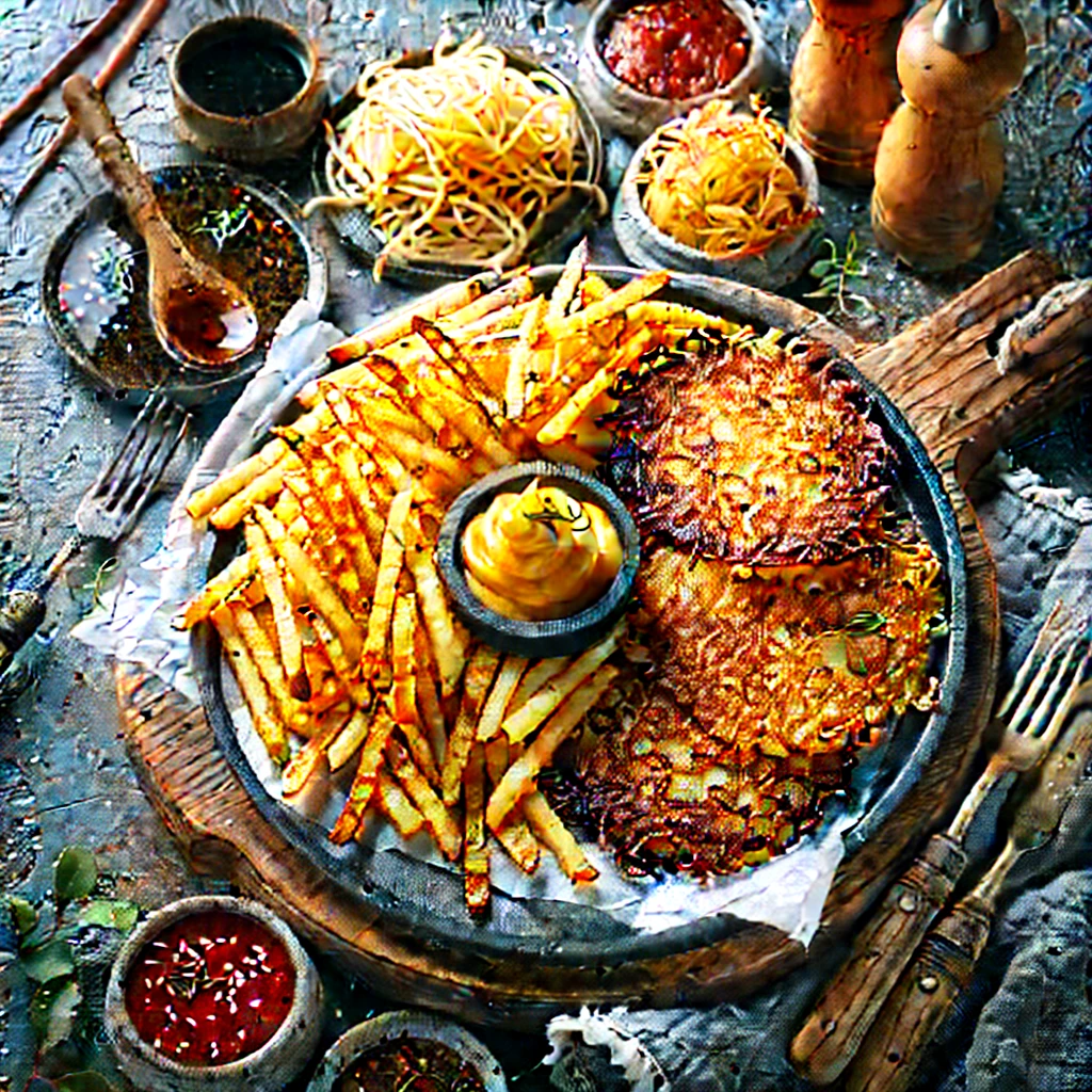 바삭하고 부드러운 감자튀김과 감자전