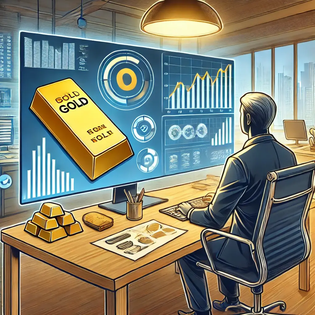 KRX 금 거래소를 이용해 금 투자를 고민하는 투자자의 차분한 모습