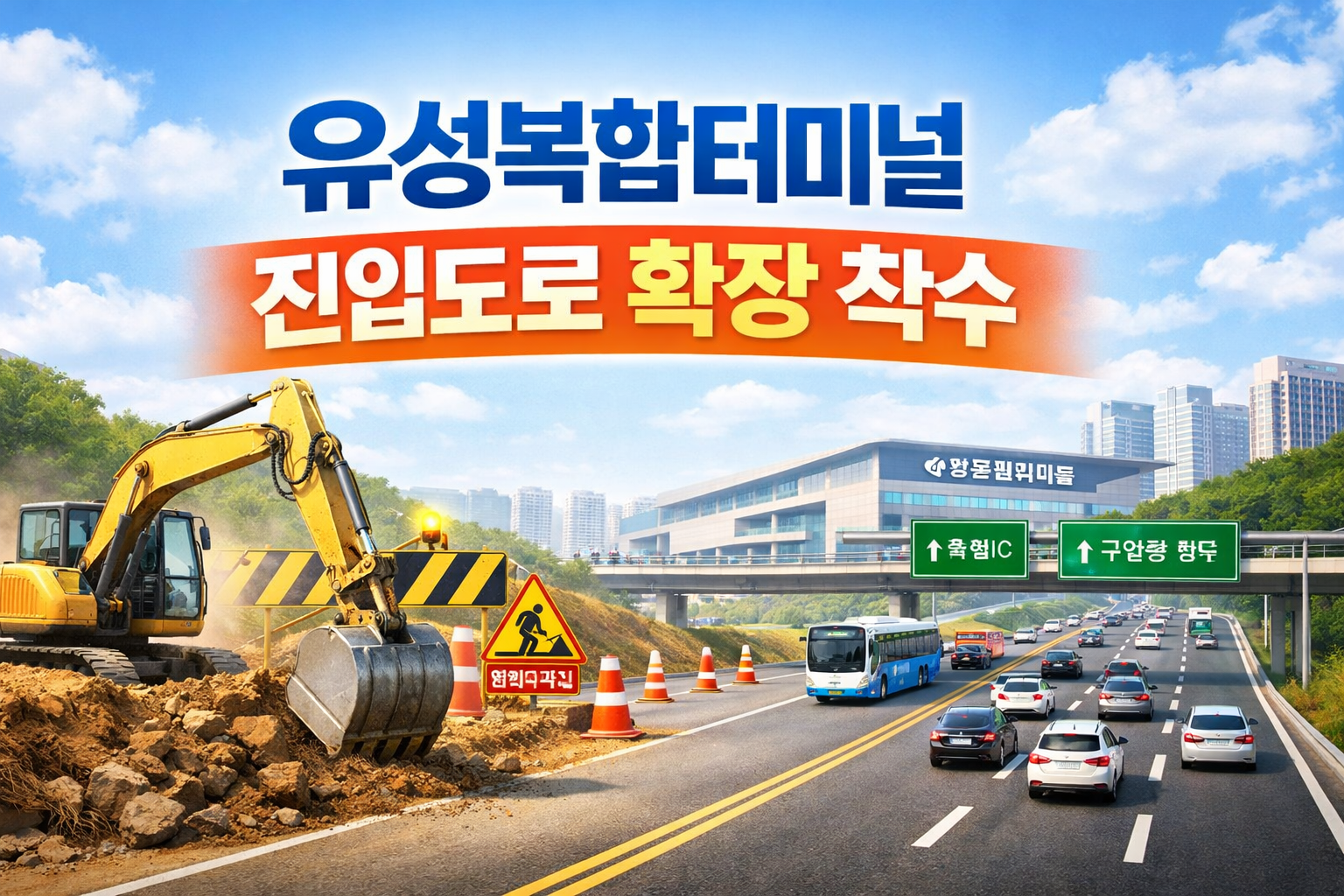대전시가 유성복합터미널(유성광역복합환승센터) 주변 상습 정체 완화를 위해 진입도로(임시 연결도로) 개설&middot;확장 공사에 착수했습니다. 구간, 일정, 기대 효과, 교통 운영 방안까지 핵심을 자세히 정리합니다.