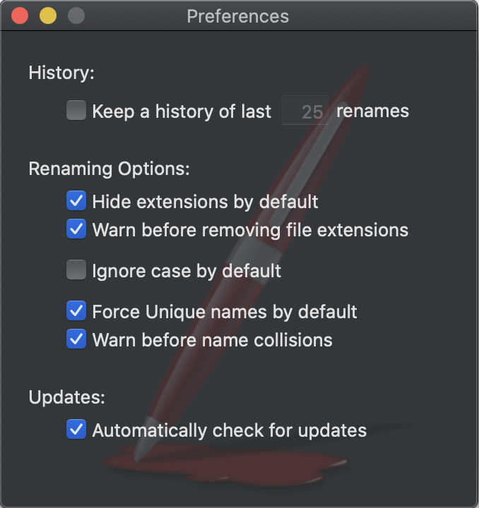 Name changer Preferences