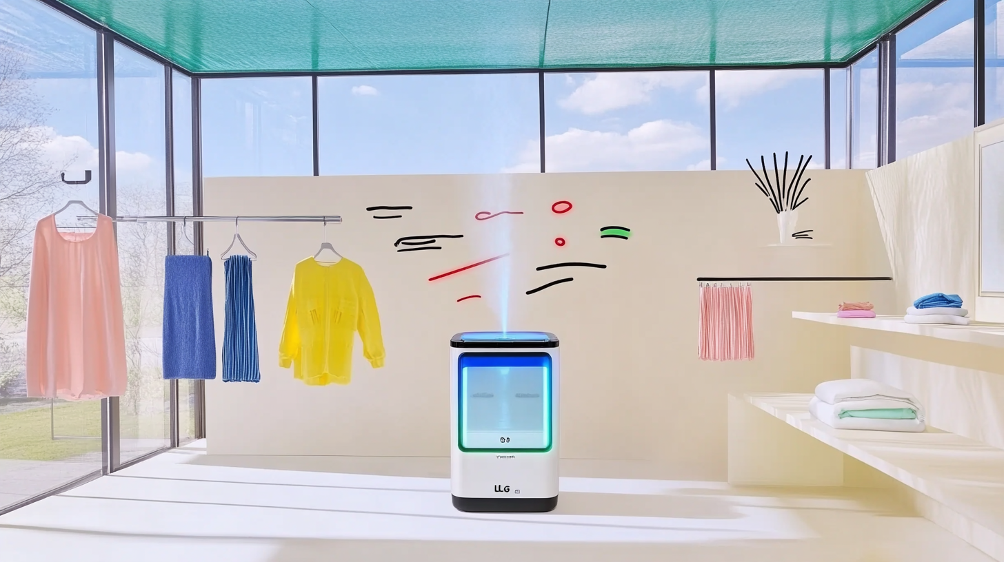 UV 살균 기능으로 세균을 제거하는 LG 트롬 스타일러 플러스의 이미지를 보여주며, 위생적인 생활의 중요성을 드러내는 장면.