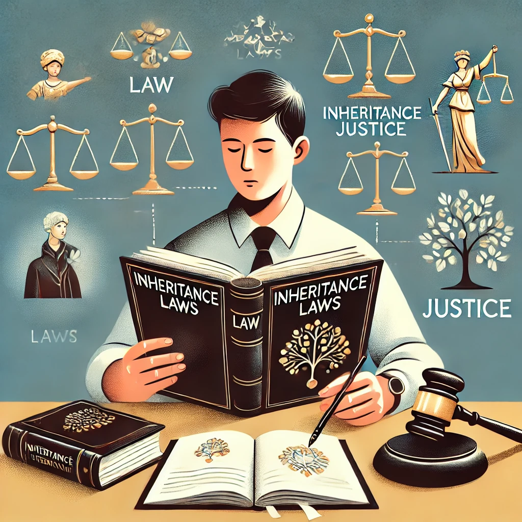 법률책을 읽으며 유류분 내용을 확인하는 사람 일러스트