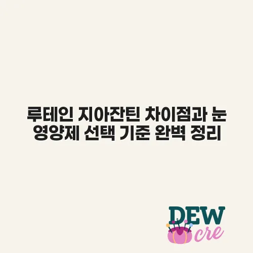 루테인 지아잔틴 차이점과 눈 영양제 선택 기준 완벽 정리