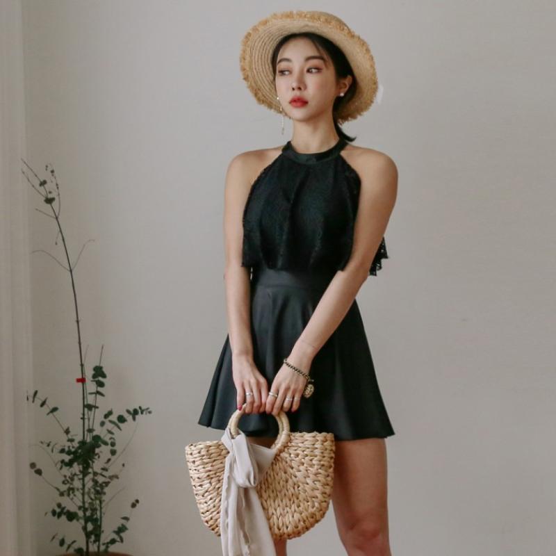 홀터넥 레이스 치마 원피스수영복 프리지아 F310