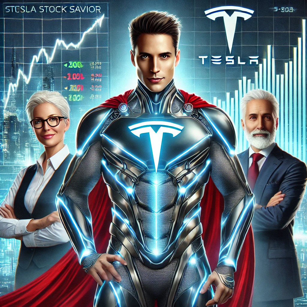 테슬라 주가의 구원투수들을 표현한 그림
