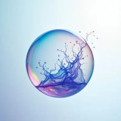 디코히런스-위태로운 양자 순간을 비눗방울이 붕괴되기 직전의 모습으로 상징적으로 나타낸 이미지.