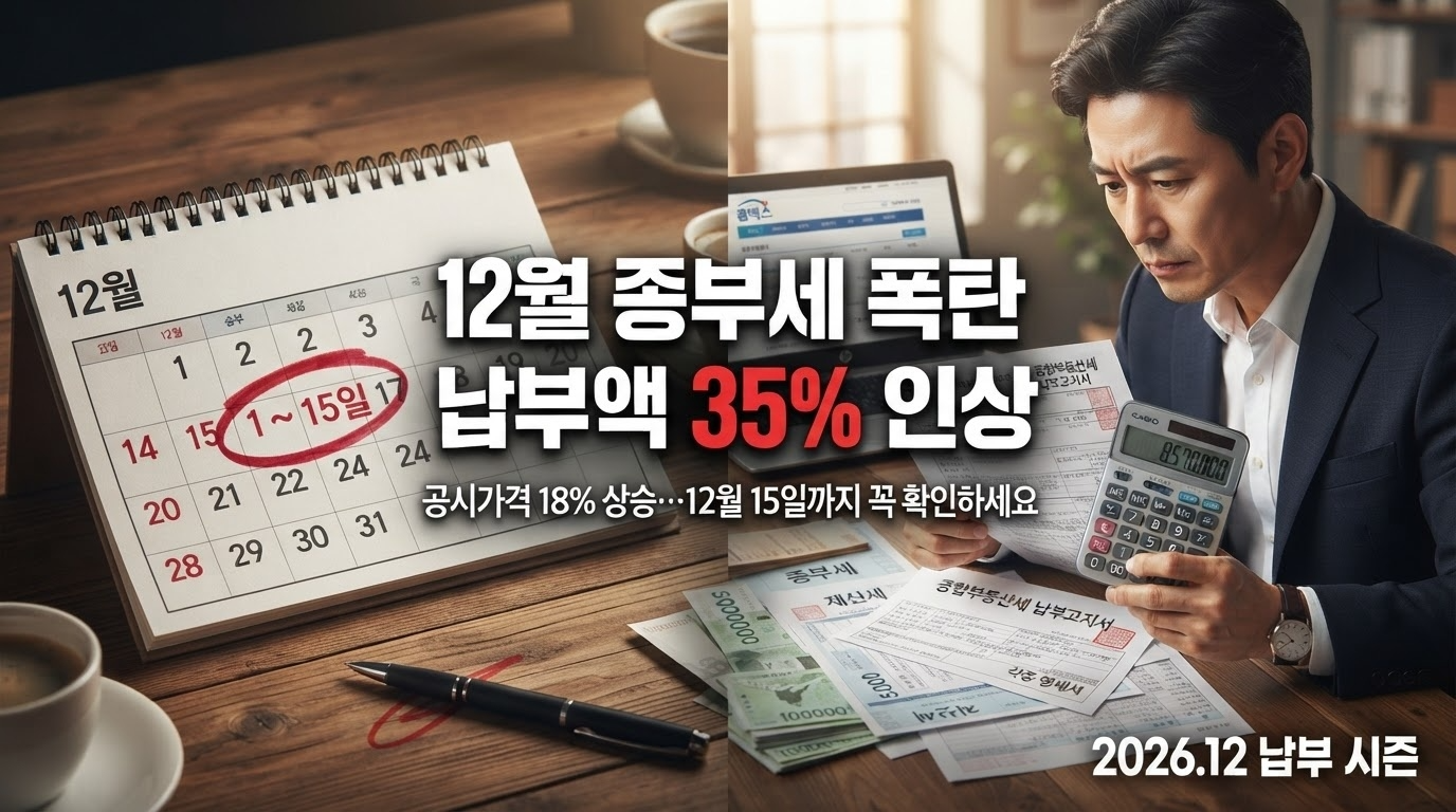 "2026년 12월 종부세 시즌 - 사무실 데스크에서의 세금 계획"