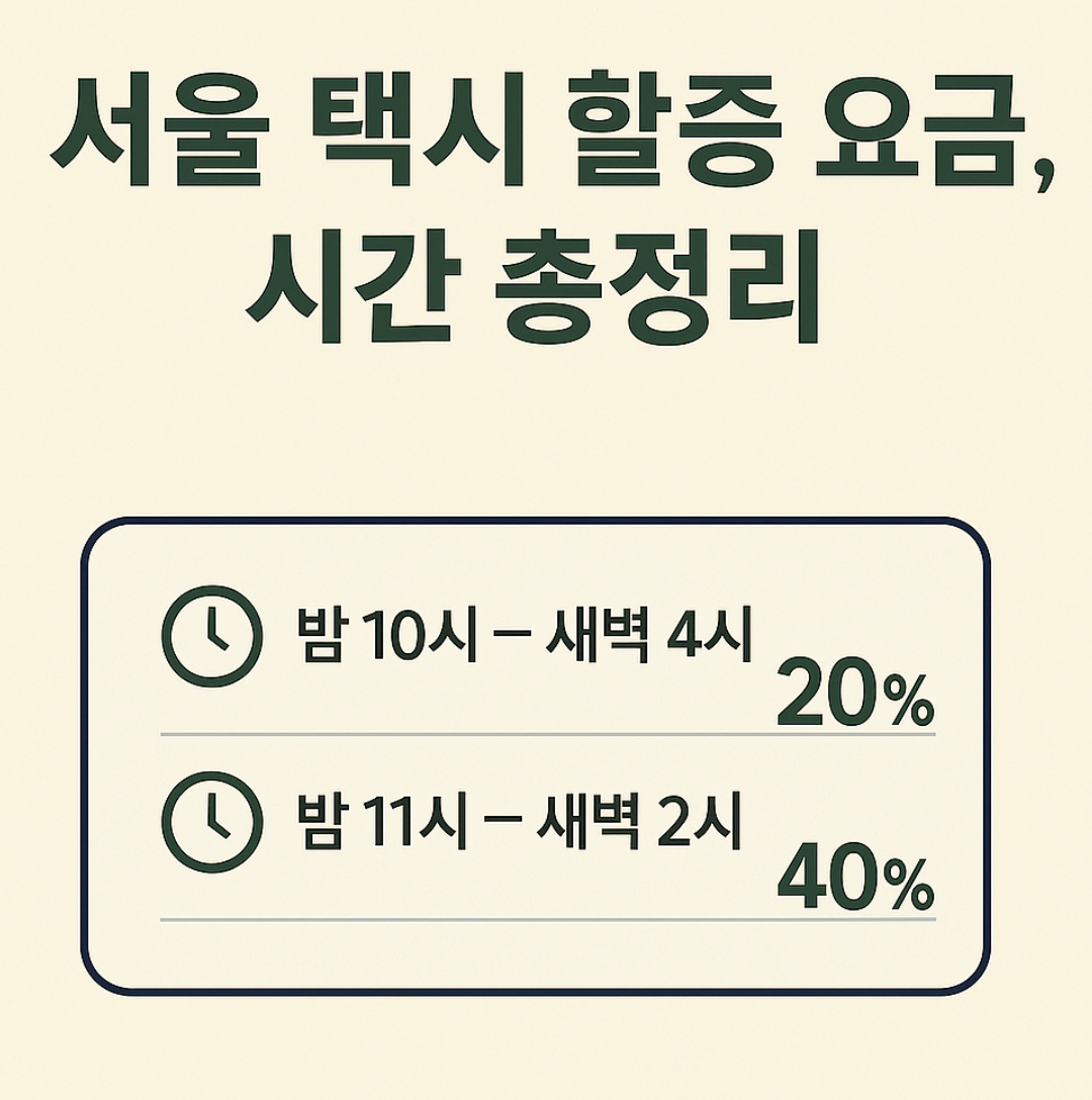 서울 택시 심야 할증 요금 시간 총정리